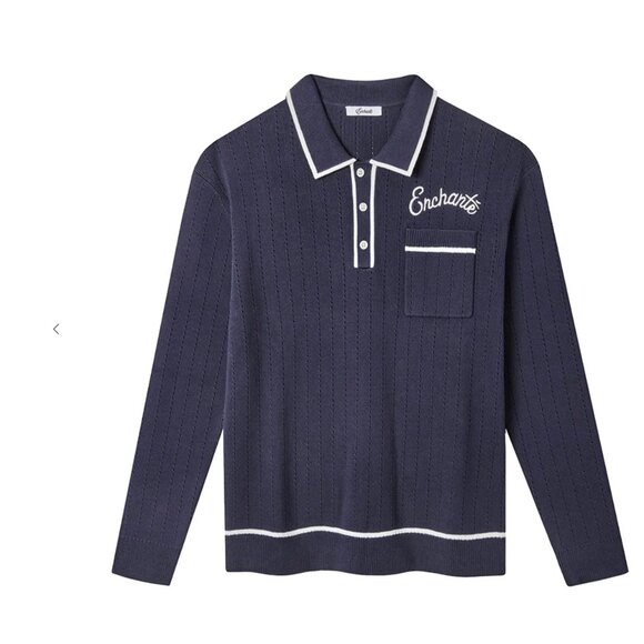 Enchanté Cotton Pointelle Knit Polo - Picture 1 of 3